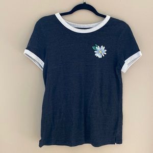Dark gray Old Navy t shirt with white flower